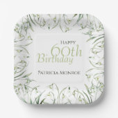 Schneeglöckchen 60. Geburtstag Wasserfarbe Botanis Pappteller (Vorderseite)