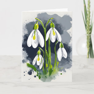 Schneeglöckchen - Aquarellblumen Karte