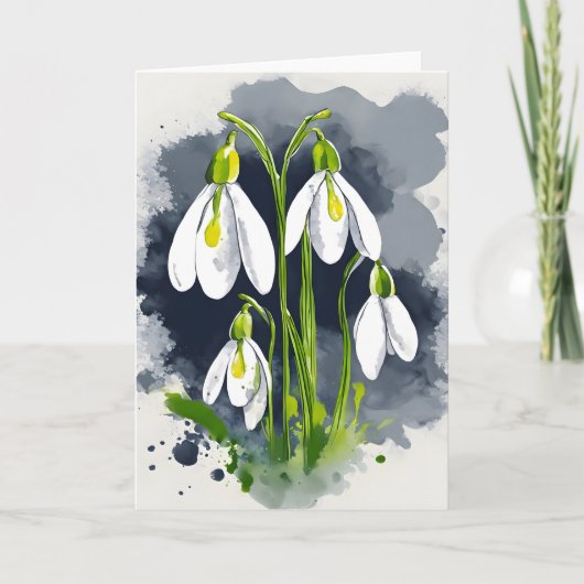 Schneeglöckchen - Aquarellblumen Karte (Vorderseite)