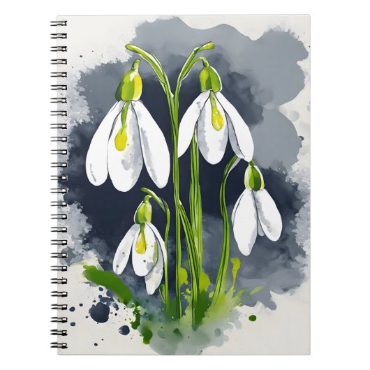 Schneeglöckchen - Aquarellblumen Notizblock (Vorderseite)