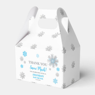 Schneeglöckchen Blau & Silber Baby Shower Dankesch Geschenkschachtel