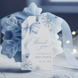 Schneeglöckchen Blaue Schleife Baby Shower Geschenkanhänger