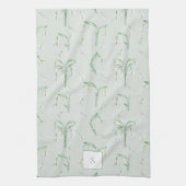 Schneeglöckchen-Blume Grün Monogrammiert Geschirrtuch (Vertikal)