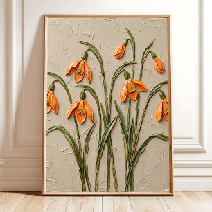 Schneeglöckchen-Blumen-Minimalistischer-Wandkunst- Poster
