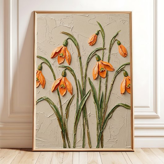 Schneeglöckchen-Blumen-Minimalistischer-Wandkunst- Poster