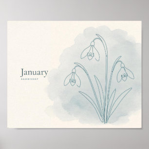 Schneeglöckchen Botanischer Kunstdruck Januar-Bl Poster