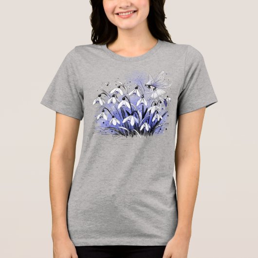 Schneeglöckchen Fee Tri-Blend Shirt (Vorderseite)