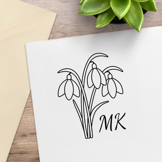 Schneeglöckchen Frühlingsblumen Monogramm Anfangsb Gummistempel