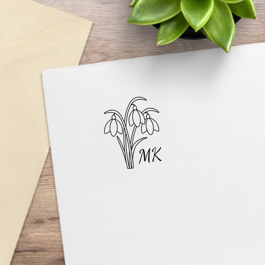 Schneeglöckchen Frühlingsblumen Monogramm Anfangsb Gummistempel