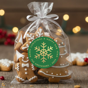 Schneeglöckchen Grün & Faux Goldfolie Elegantes We Runder Aufkleber