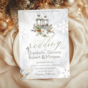 Schneeglöckchen-Laternen-Lichterkette Hochzeit Einladung