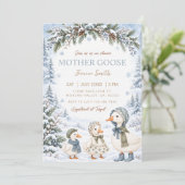Schneeglöckchen-Mutter-Gans-Winter-Schneeflocken-B Einladung (Stehend Vorderseite)