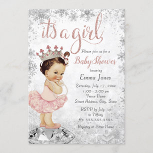 Schneeglöckchen Rosa Silber Prinzessin Mädchen Bab Einladung