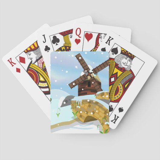 Schneeglöckchen-Windmühle Spielkarten (Rückseite)