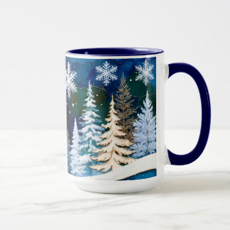 Schneeglöckchen-Winterwald-Weihnachtsbecher Tasse
