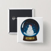 Schneeglocke mit niedlichem Schneemann Button (Vorne & Hinten)
