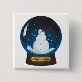 Schneeglocke mit niedlichem Schneemann Button (Vorderseite)