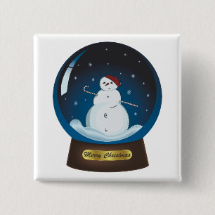 Schneeglocke mit niedlichem Schneemann Button
