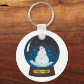 Schneeglocke mit niedlichem Schneemann Schlüsselanhänger (Vorderseite)