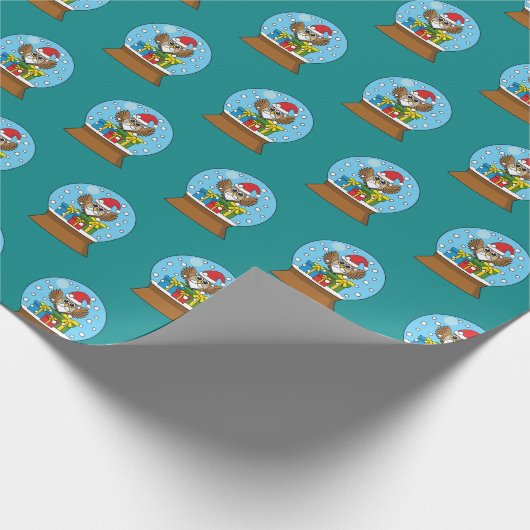 Schneegolle mit dem Weihnachtsklaus Geschenkpapier (Ecke)