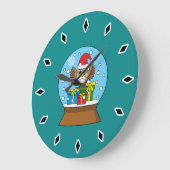 Schneegolle mit dem Weihnachtsklaus Große Wanduhr (Winkel)