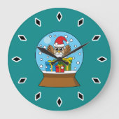 Schneegolle mit dem Weihnachtsklaus Große Wanduhr (Vorderseite)