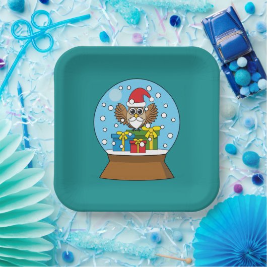 Schneegolle mit dem Weihnachtsklaus Pappteller (Party)