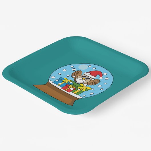 Schneegolle mit dem Weihnachtsklaus Pappteller (Gewinkelt)