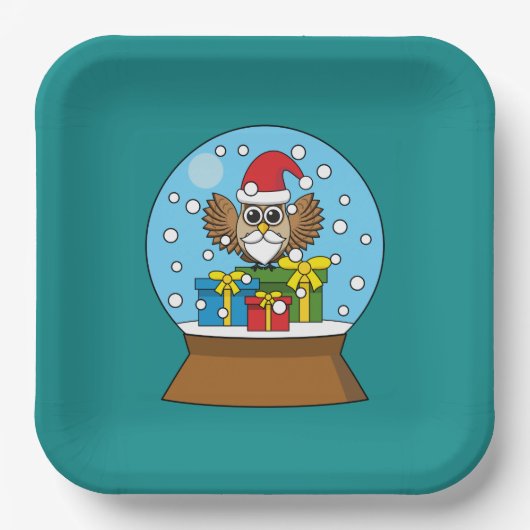 Schneegolle mit dem Weihnachtsklaus Pappteller (Vorderseite)