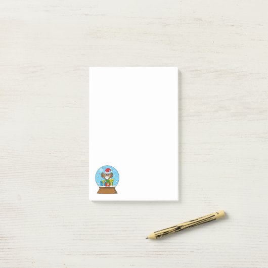 Schneegolle mit dem Weihnachtsklaus Post-it Klebezettel (Auf Schreibtisch)