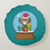 Schneegolle mit dem Weihnachtsklaus Rundes Kissen (Rückseite)