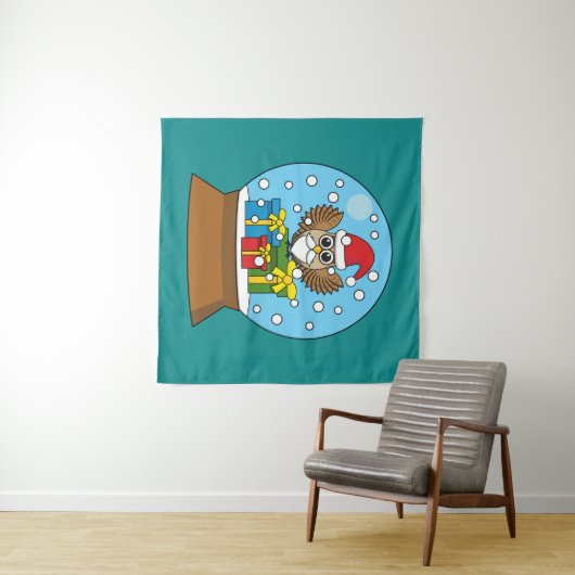 Schneegolle mit dem Weihnachtsklaus Wandteppich (Beispiel (Horizontal))