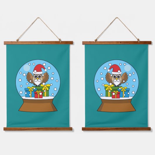 Schneegolle mit dem Weihnachtsklaus Wandteppich Mit Holzrahmen (Doppelt)