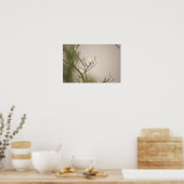 Schneegreppen auf Baum Poster (Küche)