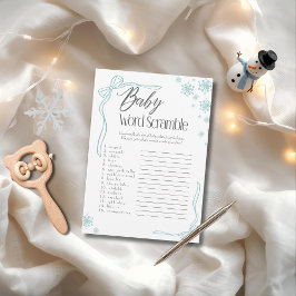 Schneegrün Bow Baby Word Scramble Game Einladung