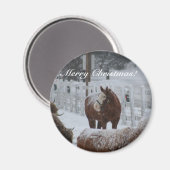 Schneehase, Frohe Weihnachten! Magnet (Vorderseite/Rückseite)