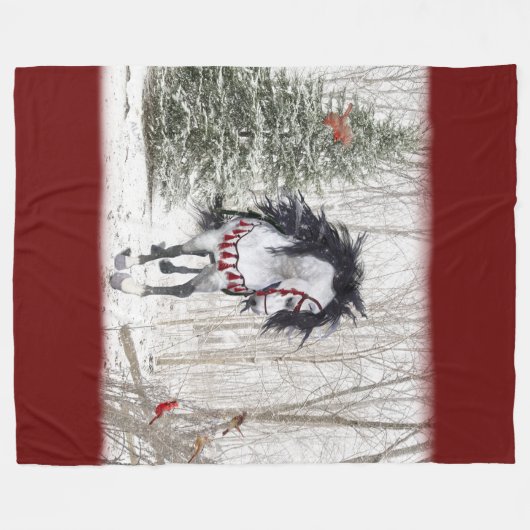 Schneehase und Kardinal Fleece Blanket (Vorderseite (Horizontal))