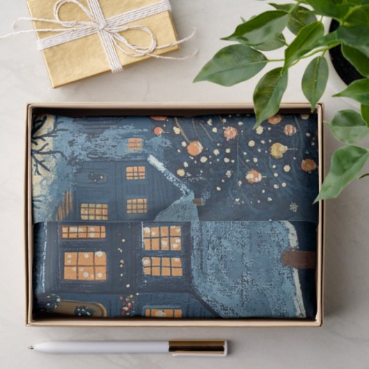 Schneehäuser mit festlichen Lichtern Seidenpapier (Geschenk)