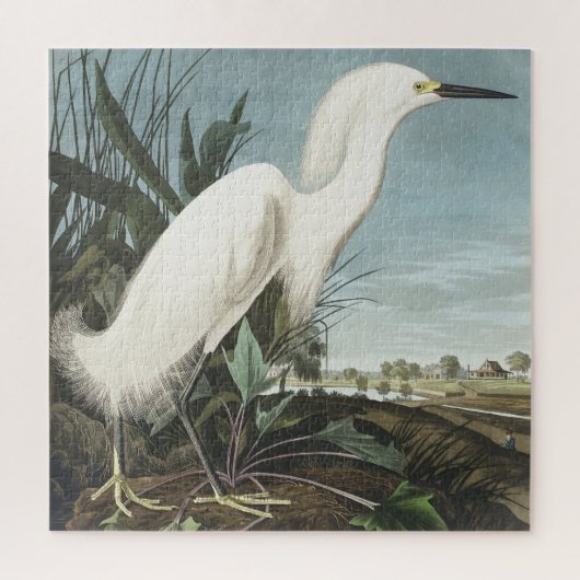 Schneeheron oder Weißer Egret von Vögeln Amerikas Puzzle (Vertikal)