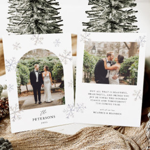 Schneehflocken-Feiertag Neuvermählte Gebogene Foto Feiertagskarte