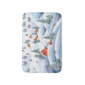 Schneehöhe Hügel, Häuser: Aquarelllandschaft Badematte (Vorderseite Vertikal)