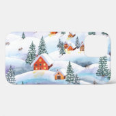 Schneehöhe Hügel, Häuser: Aquarelllandschaft Case-Mate iPhone Hülle (Rückseite (Horizontal))