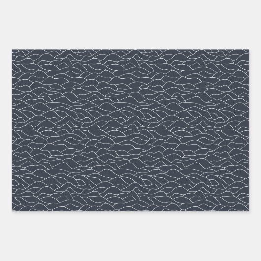 Schneeholzen Meerblau und Weiß Geschenkpapier Set (Vorderseite)