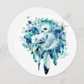 Schneehuhn Dreamcatcher Grün und Aquamarin blaue B Einladung (Vorne/Hinten)