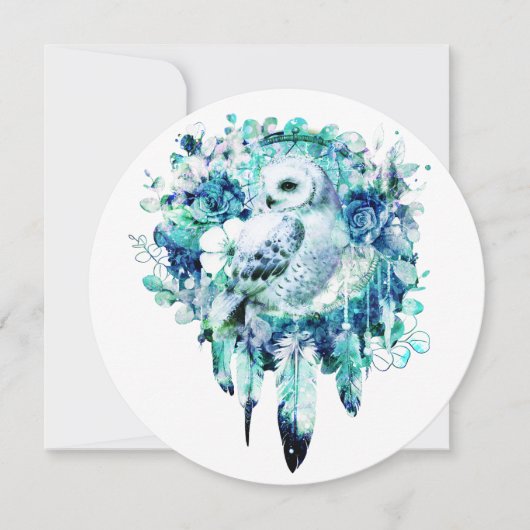 Schneehuhn Dreamcatcher Grün und Aquamarin blaue B Einladung (Vorderseite)