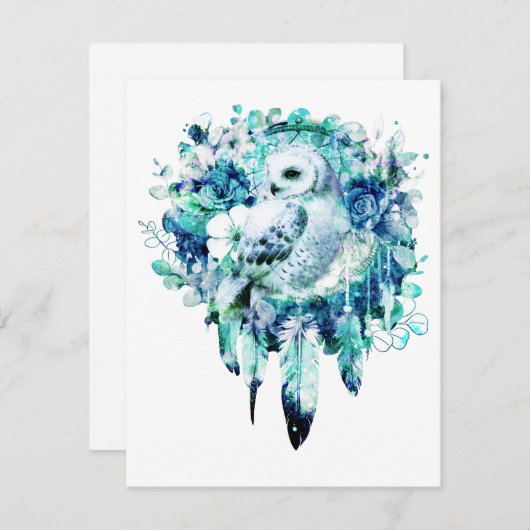 Schneehuhn Dreamcatcher Grün und Aquamarin blaue B Mitteilungskarte (Vorne/Hinten)