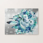 Schneehuhn Dreamcatcher Grün und Aquamarin blaue B Puzzle (Horizontal)