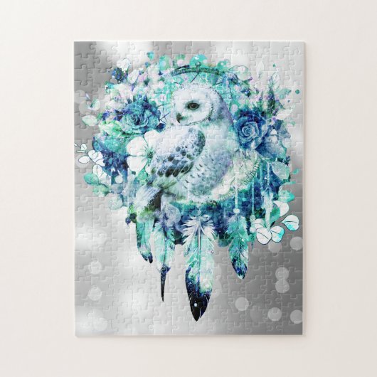Schneehuhn Dreamcatcher Grün und Aquamarin blaue B Puzzle (Vertikal)
