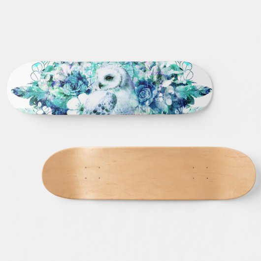 Schneehuhn Dreamcatcher Grün und Aquamarin blaue B Skateboard (Horizontal)