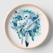 Schneehuhn Dreamcatcher Grün und Aquamarin blaue B Uhr (Vorderseite)